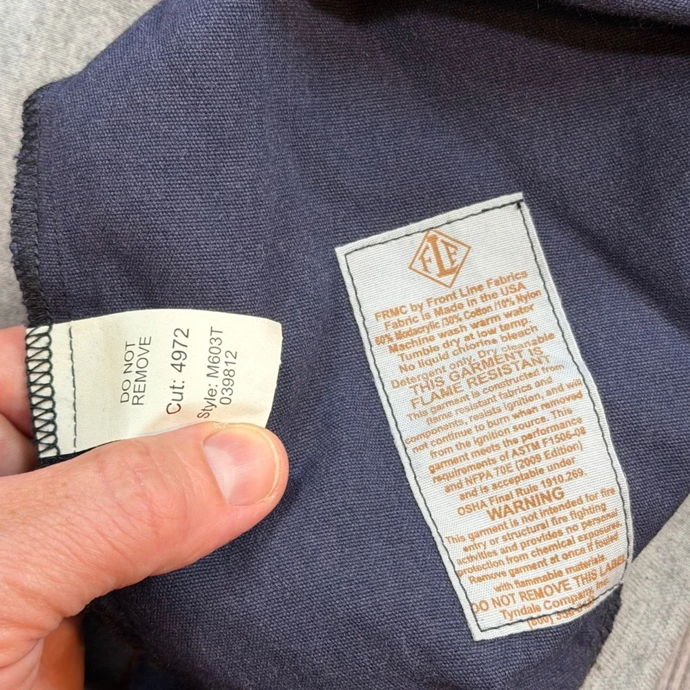 Tyndale FR Flame Resistant Navy Blue V-Neck Sweatshirt Mens 2XL HRC 2 USA